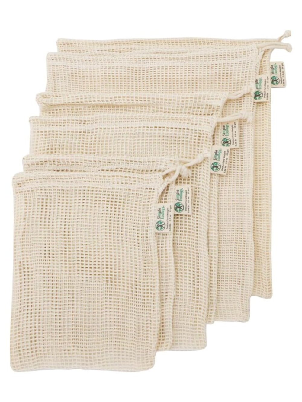 Organic Cotton Mesh Reusable Produce Bags Set of 6